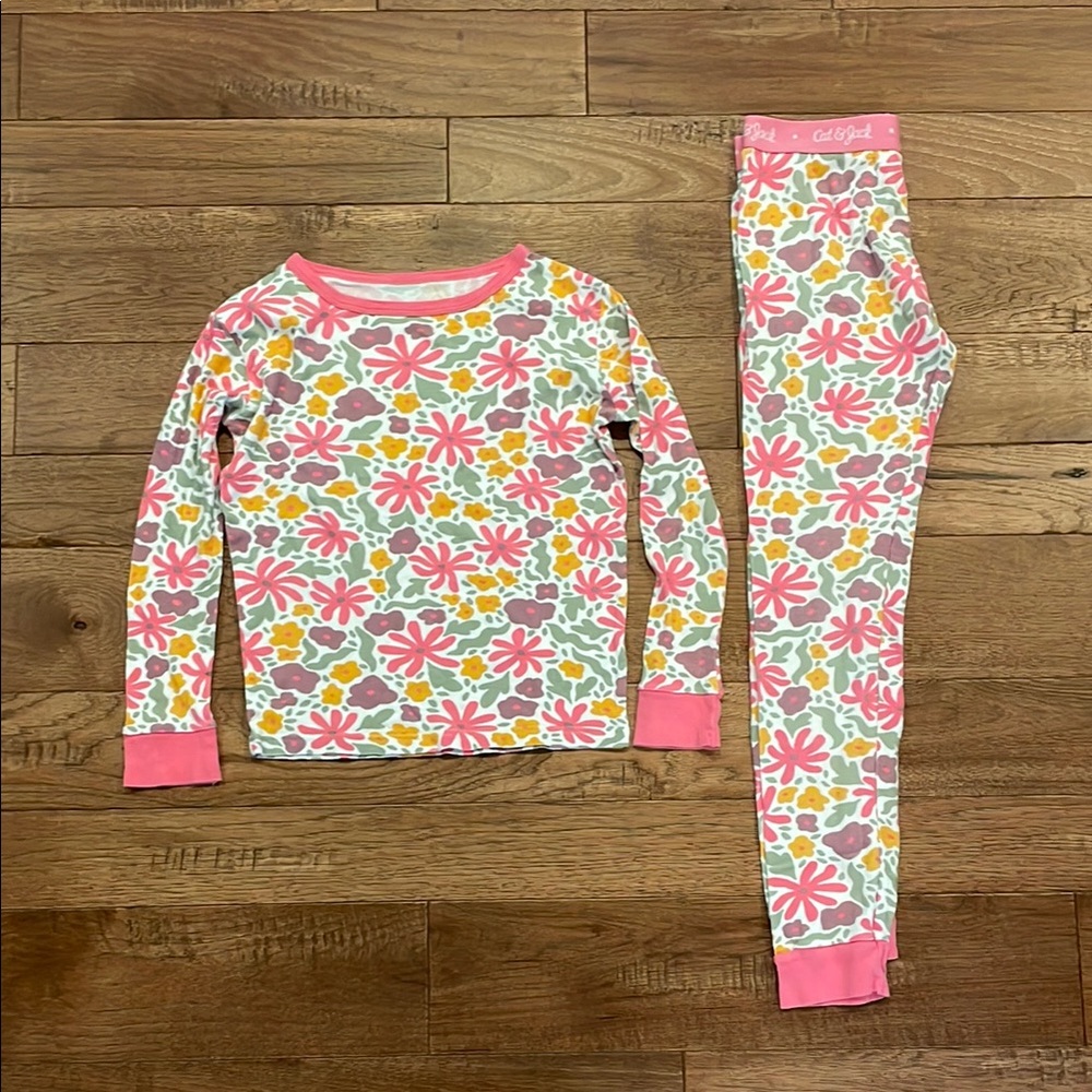Cat & Jack Girls Long-Sleeve Floral Sleepwear Pajamas - Size 10